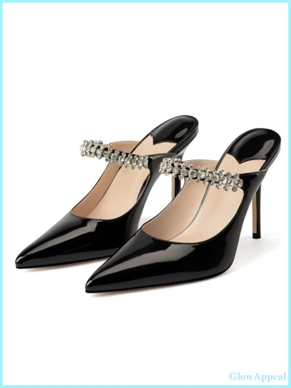 Women's Stiletto Heel Mules Pointed Toe Rhinestone Slip-On Formal Party Shoes